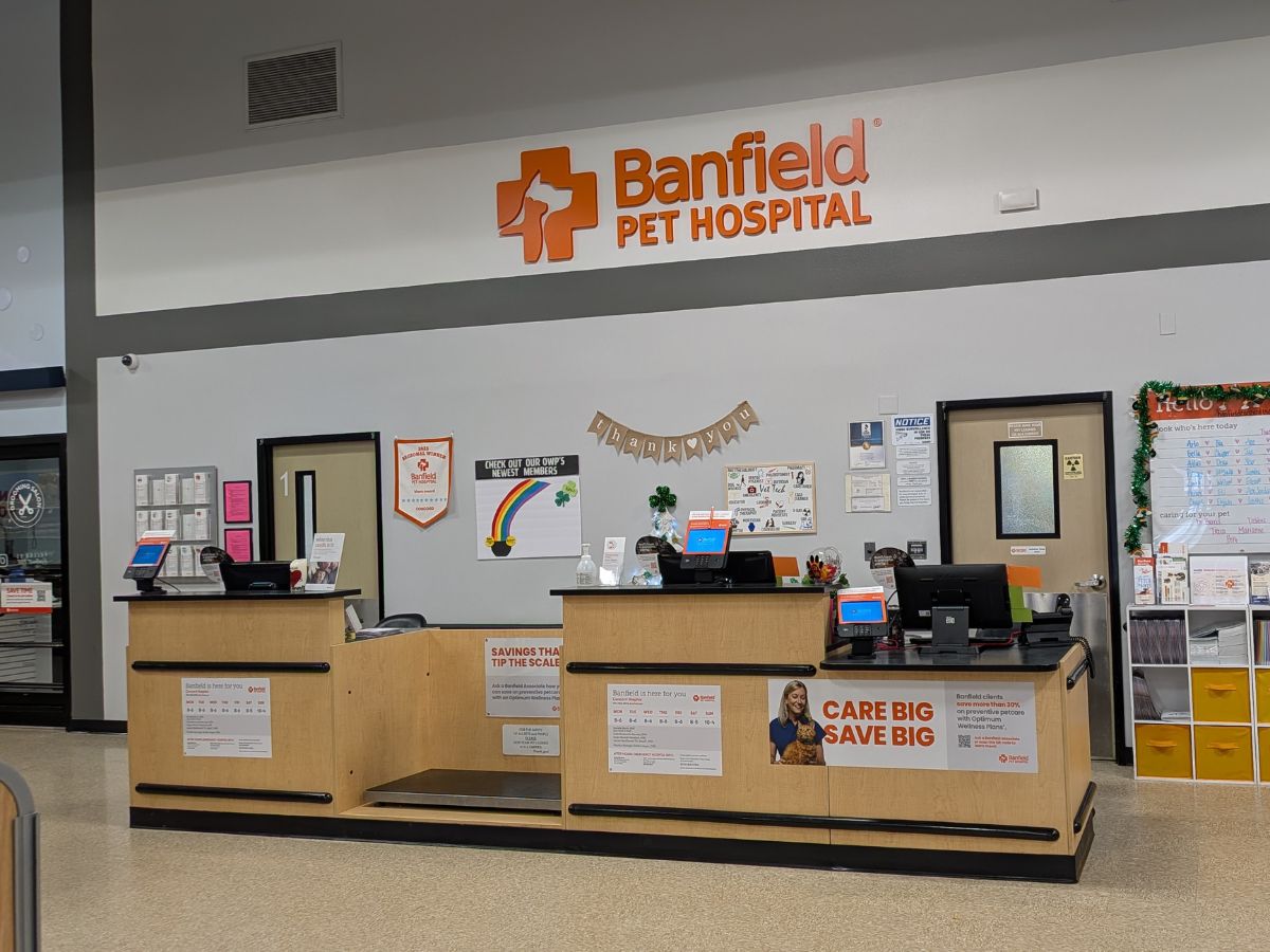 The front desk view at Banfield - Concord
