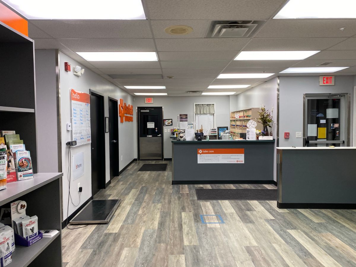 The Mercy Banfield hospital front desk and check-in area