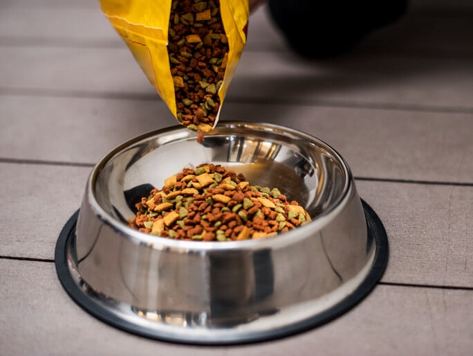 A bowl of food being filled up